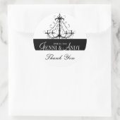 Schwarz-weiß Danke an Chandelier Wedckers Runder Aufkleber (Tasche)