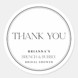 Schwarz & Weiß Danke Brunch & Bubbly Runder Aufkleber