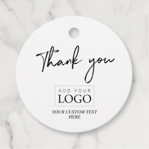 Schwarz-Weiß-Danke-Custom-Geschäftslogo Geschenkanhänger