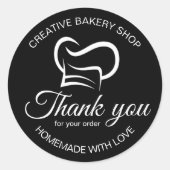 Schwarz-Weiß-Danke für Ihre Bestellung Bäckerei Runder Aufkleber (Vorderseite)