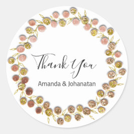 Schwarz-weiß danke Ihnen Monogram Golden Rose Runder Aufkleber