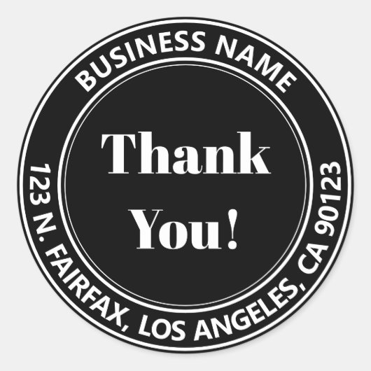 Schwarz-weiß Danke! Rücksendeadresse Runder Aufkleber (Vorderseite)