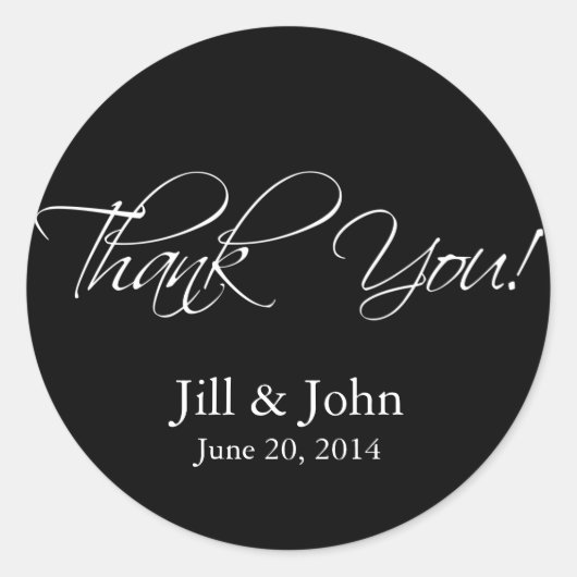 Schwarz-weiß Dankeschön Gastgeschenk Hochzeit Aufk Runder Aufkleber (Vorderseite)
