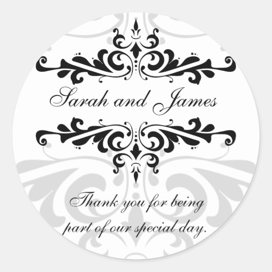 Schwarz-weiß Dankeschön Gastgeschenk Hochzeit Aufk Runder Aufkleber (Vorderseite)