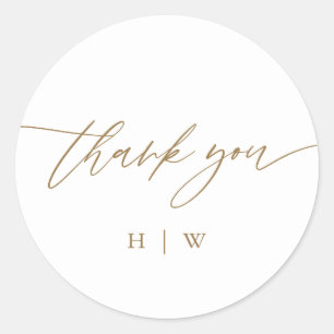 Schwarz-Weiß-Dankeschön Monogram-Hochzeit Runder Aufkleber