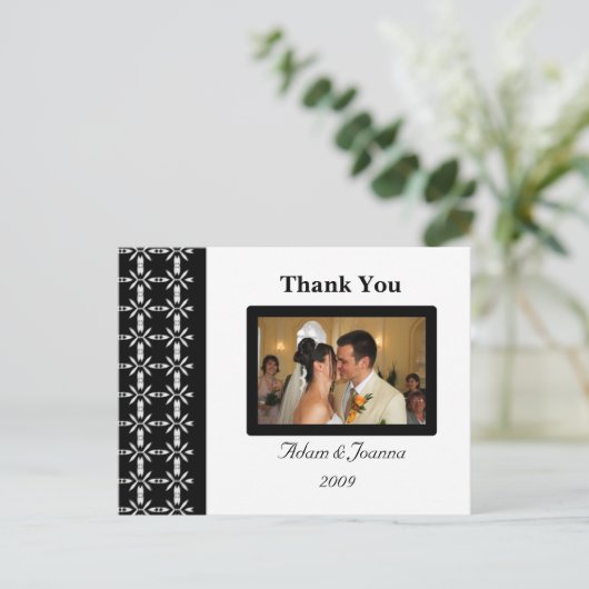 Schwarz-Weiß-Dankeskarte Postkarte (Stehend Vorderseite)