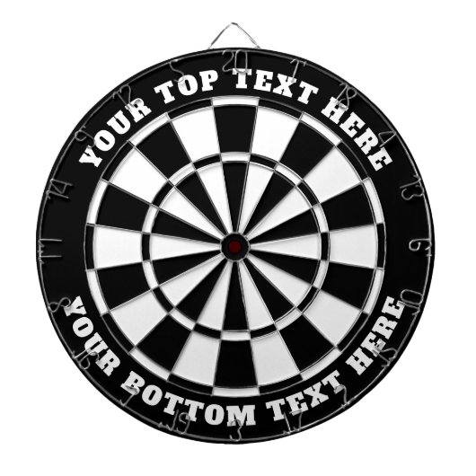 Schwarz-Weiß-Dartboard mit benutzerdefiniertem Tex Dartscheibe (vorne)