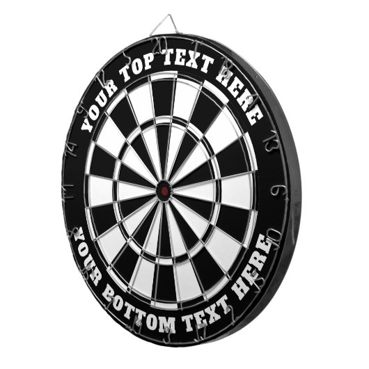 Schwarz-Weiß-Dartboard mit benutzerdefiniertem Tex Dartscheibe (Vorderseite rechts)