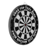 Schwarz-Weiß-Dartboard mit benutzerdefiniertem Tex Dartscheibe (Vorderseite Links)