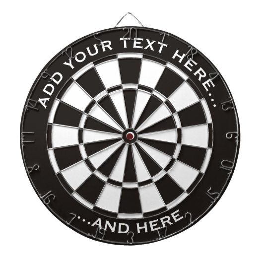 Schwarz-Weiß-Dartboard mit benutzerdefiniertem Tex Dartscheibe (vorne)