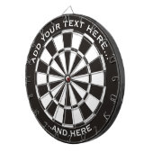 Schwarz-Weiß-Dartboard mit benutzerdefiniertem Tex Dartscheibe (Vorderseite rechts)