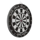 Schwarz-Weiß-Dartboard mit benutzerdefiniertem Tex Dartscheibe (Vorderseite Links)