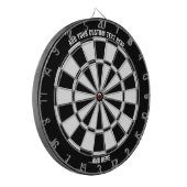 Schwarz-Weiß-Dartboard mit benutzerdefiniertem Tex Dartscheibe (Vorderseite Links)