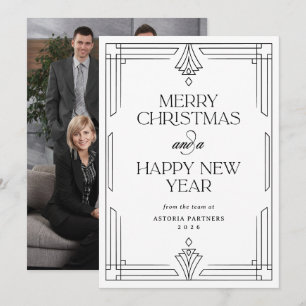 Schwarz-Weiß Deco Elegantes Firm Christmas Feiertagskarte