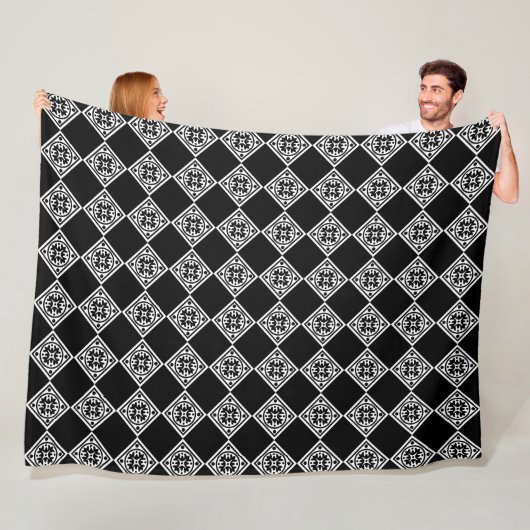 Schwarz-Weiß-Deko Diamantkarton Fleecedecke (Beispiel)