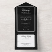 Schwarz-Weiß-Deko-Monogramm-Hochzeit All In One Einladung (Innen Boden)