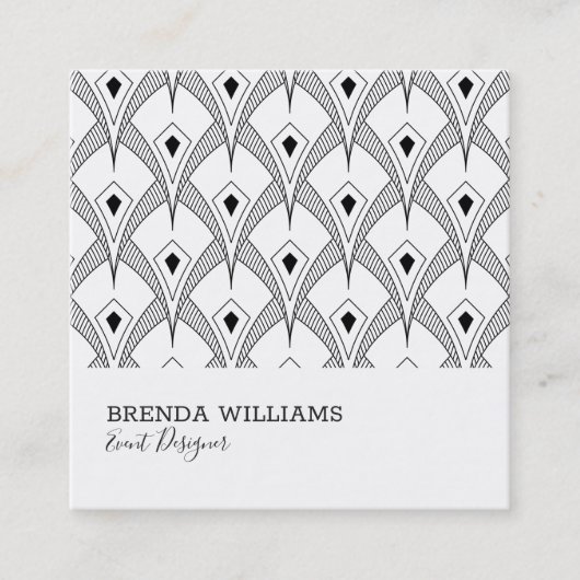 Schwarz-Weiß-Deko-Muster Quadratische Visitenkarte (Vorderseite)