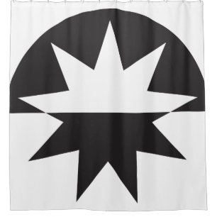 Schwarz-weiß Deko Star Sunburst Duschvorhang