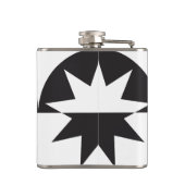 Schwarz-weiß Deko Star Sunburst Flachmann (Rückseite)