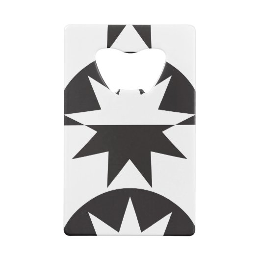 Schwarz-weiß Deko Star Sunburst Geldbeutel Flaschenöffner (Rückseite)