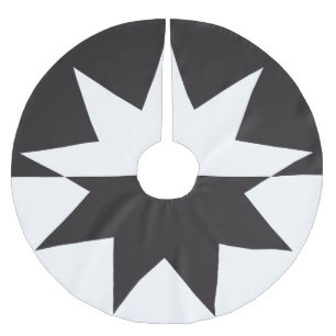 Schwarz-weiß Deko Star Sunburst Polyester Weihnachtsbaumdecke