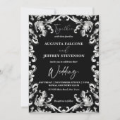 Schwarz-Weiß-Dekor elegant in einer Hochzeit Einladung (Vorderseite)