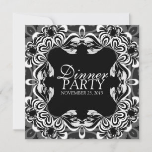 Schwarz-Weiß-Dekor-Spitze Elegante Abendparty-Einl Einladung