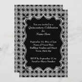 Schwarz-Weiß-Dekorationsmuster Quinceanera Einladung (Vorne/Hinten)