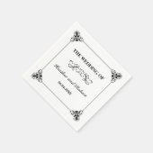 Schwarz-Weiß-Dekorative Minimalistische Hochzeit Serviette (Ecke)