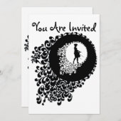 Schwarz-Weiß-Dekorative Silhouette Girl Einladung (Vorne/Hinten)