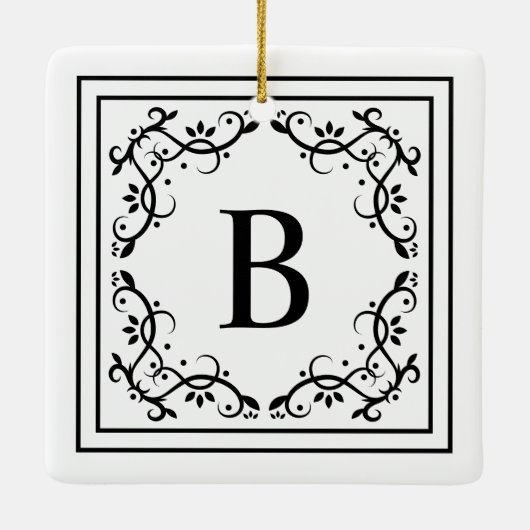 Schwarz-Weiß-Dekorrahmen für Monogramm Keramikornament (Rückseite)