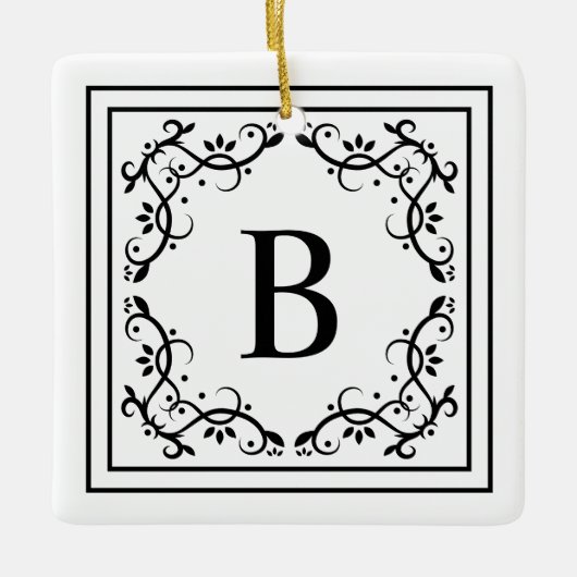 Schwarz-Weiß-Dekorrahmen für Monogramm Keramikornament (Vorderseite)