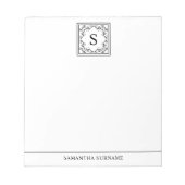 Schwarz-Weiß-Dekorrahmen für Monogramm Notizblock (Vorderseite)