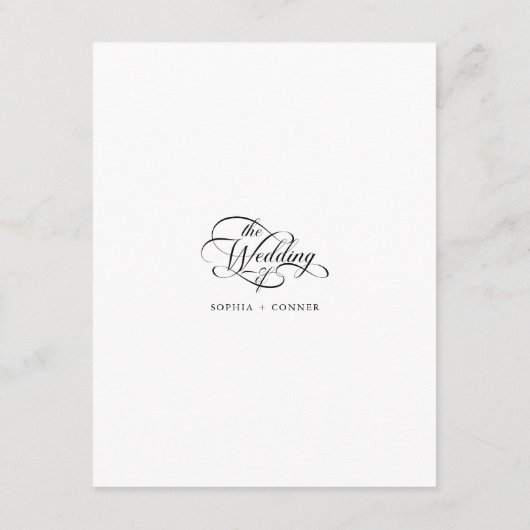 Schwarz-Weiß Delikatessen Elegante Hochzeiten Deta Begleitkarte (Rückseite)