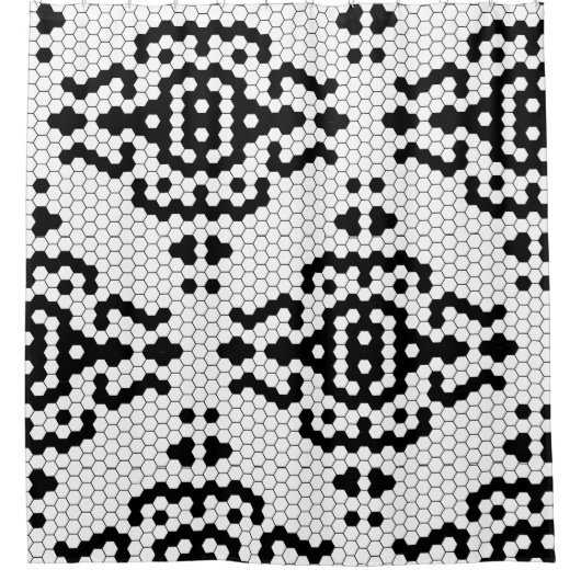 Schwarz-Weiß-Design Duschvorhang (Vorderseite)