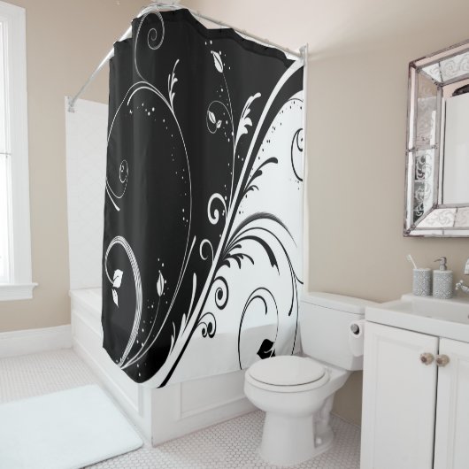 Schwarz-Weiß-Design Duschvorhang (Beispiel)