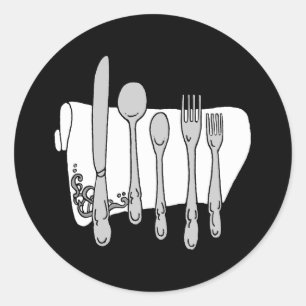 Schwarz-Weiß-Design für Seitenware Runder Aufkleber