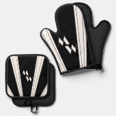 Schwarz-Weiß-Design Mit Monogramm Ofenhandschuh & Topflappen-Set (Vorderseite/Rückseite)