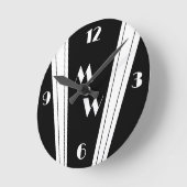 Schwarz-Weiß-Design Mit Monogramm Runde Wanduhr (Winkel)