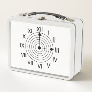 Schwarz-weiß-Design mit römischer Uhr Metall Brotdose
