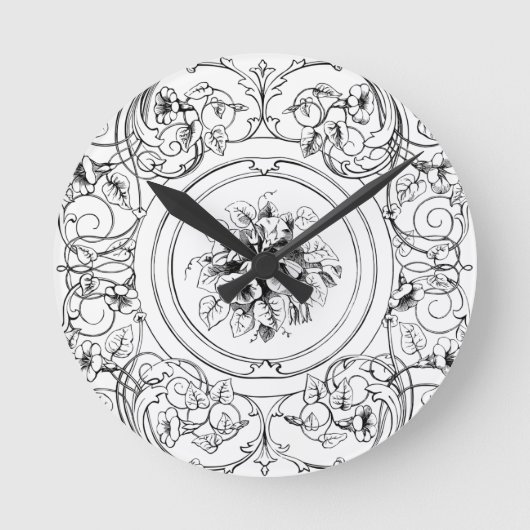 Schwarz-Weiß-Design Runde Wanduhr (Vorderseite)