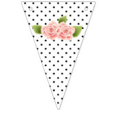 Schwarz-Weiß-Designs Rosa Blume Jagdflagge Wimpelkette (Zweite Fahne)