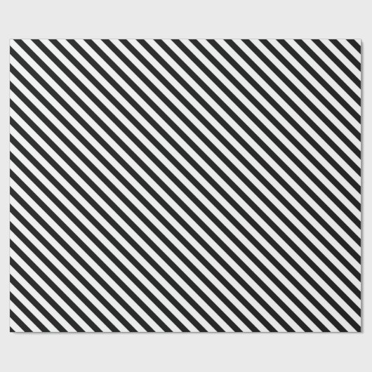 Schwarz-Weiß-Diagonalstreifen Geschenkpapier (Flach)