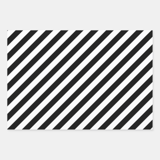 Schwarz-Weiß-Diagonalstreifen Geschenkpapier Set (Vorderseite 2)