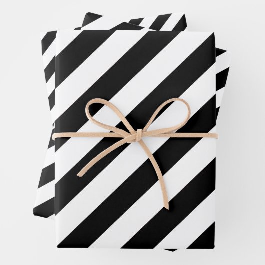 Schwarz-Weiß-Diagonalstreifen Geschenkpapier Set (Beispiel)