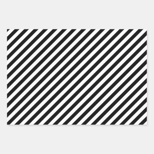 Schwarz-Weiß-Diagonalstreifen Geschenkpapier Set (Vorderseite 3)