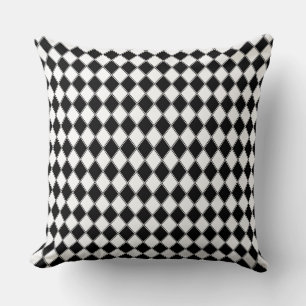 Schwarz-Weiß-Diamant-Argyle-Muster Kissen