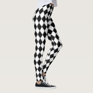 Schwarz-Weiß-Diamant-Argyle-Muster Leggings