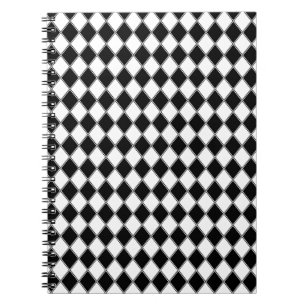 Schwarz-Weiß-Diamant-Argyle-Muster Notizblock