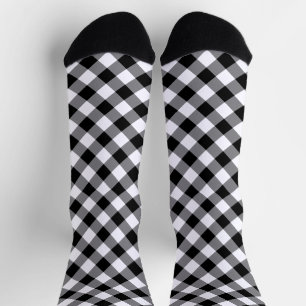 Schwarz-weiß Diamant-Gingham-Muster Socken